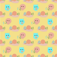 Soft Creamy Wallpaper with Cute Cartoon Nature: Sweet, Cozy, and Charming Designs original vector
