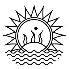 Hot Scorching Day Silhouette Drawing Isolated on transparent background