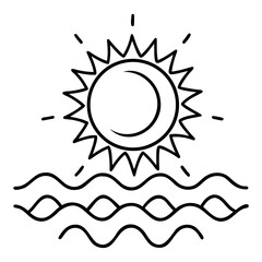 Black Vector Line Art Summer Heat Isolated on transparent background
