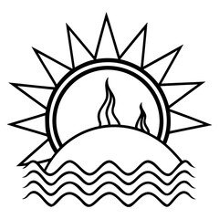 Scorching Hot Sun Black Vector Clipart Isolated on transparent background