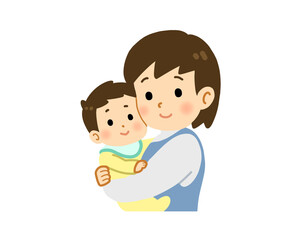 赤ちゃんを抱っこするお母さん