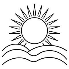 Hot Sunny Day Line Art Vector Design Isolated on transparent background