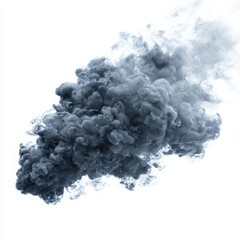 Grey smoke cloud effect isolated on white background