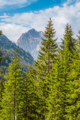 Laghetto Lupo Bianco alpine pass and high mountains, Dolomites, Italy, Europe
