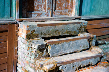 old bricks weathered steps