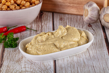 Natural organic homemade chickpea hummus