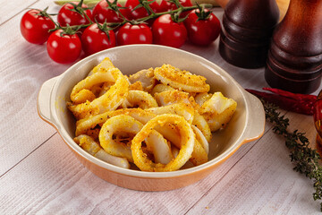 Roasted squid rings snack appetizer