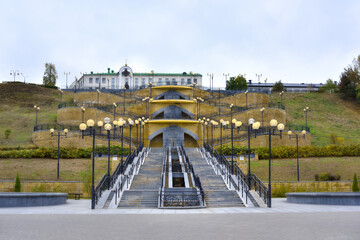 View of the beautiful cascade staircase in Podnikolye Park in Mogilev.