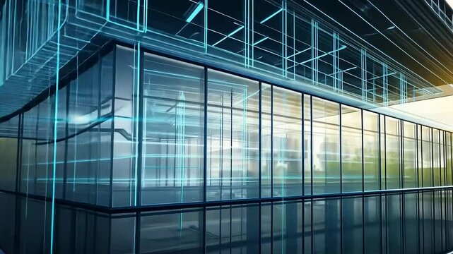 Futuristic architectural design overlay