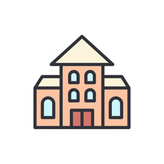 Courthouse colored icons, minimalist vector illustration ,simple transparent graphic element .Isolated on white background
