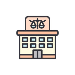 Courthouse colored icons, minimalist vector illustration ,simple transparent graphic element .Isolated on white background