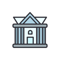 Courthouse colored icons, minimalist vector illustration ,simple transparent graphic element .Isolated on white background