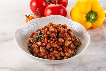Black eye beans wutg tomato sauce