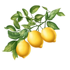 Fresh lemons on branch food photography