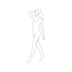 Elegant One Line Drawing of Woman  Minimalist Fashion Model Line Art  Continuous Line Female Body Sketch