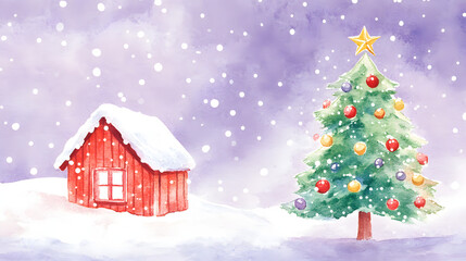 christmas, winter, snow, tree, holiday, illustration, xmas, landscape, vector, snowflake, season, celebration, house, christmas tree, cold, decoration, blue, scene, night, new year, card, nature, dece