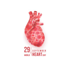 Heart day vector illustration with heart organ and flowers