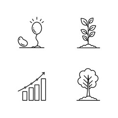 Growth Icons Seed, Plant, Chart, and Tree Illustrations