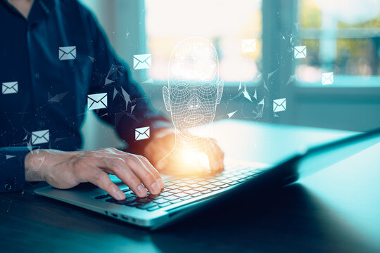 Programmer people working laptops or smartphones with AI, artificial intelligence software engineer coding on laptop computers with technology icons and binary code, big data, Ai bot digital machine - Powered by Adobe