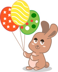 Cute easter bunny with easter eggs perfect for birthday day icon, easter day 