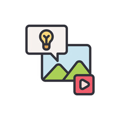 Content management colored icons, minimalist vector illustration ,simple transparent graphic element .Isolated on white background