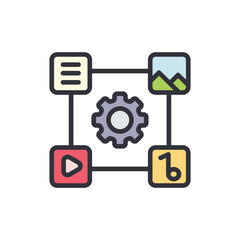 Content management colored icons, minimalist vector illustration ,simple transparent graphic element .Isolated on white background