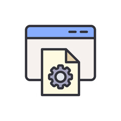 Content management colored icons, minimalist vector illustration ,simple transparent graphic element .Isolated on white background