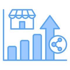 Market Share Growth Blue Icon