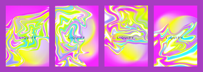 Fototapeta premium abstract chemical green blue purple liquify cover poster background design set