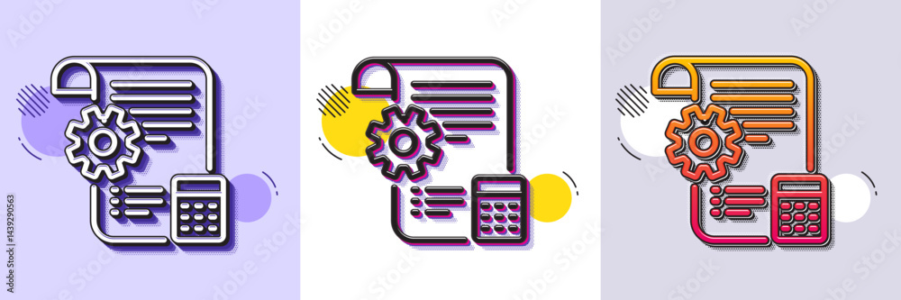 Poster settings blueprint line icon. halftone dotted pattern. gradient icon with grain shadow. engineering 