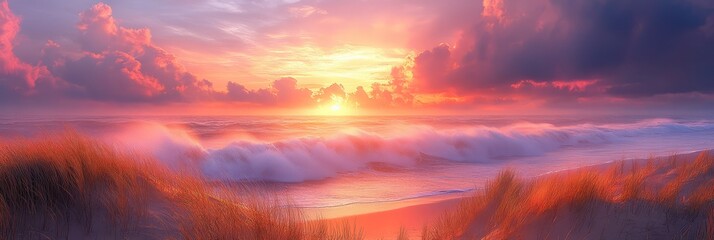 Golden sand waves illustration.sunset
