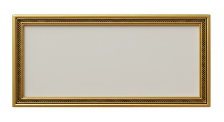 Ornate Gold Rectangular Frame With Off White Matte Interior On Transparent Background