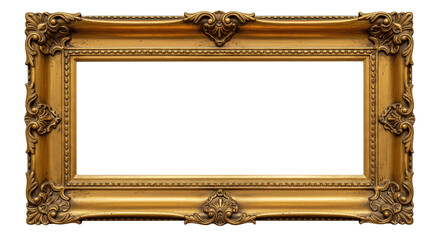 Obraz premium Ornate Gold Rectangular Frame On Transparent Background
