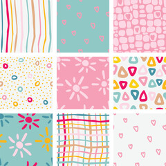 vector set of 9 basic shape colorfull patterns