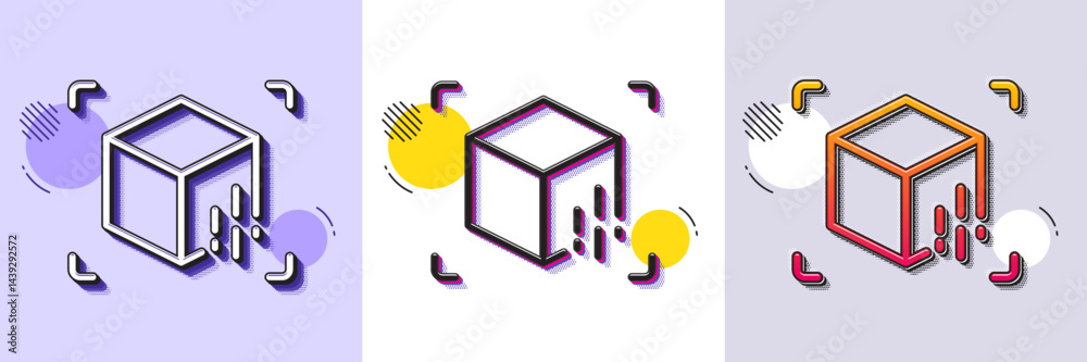 Poster augmented reality line icon. halftone dotted pattern. gradient icon with grain shadow. vr simulation