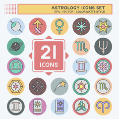 Icon Set Astrology. related to Education symbol. color mate style. design editable