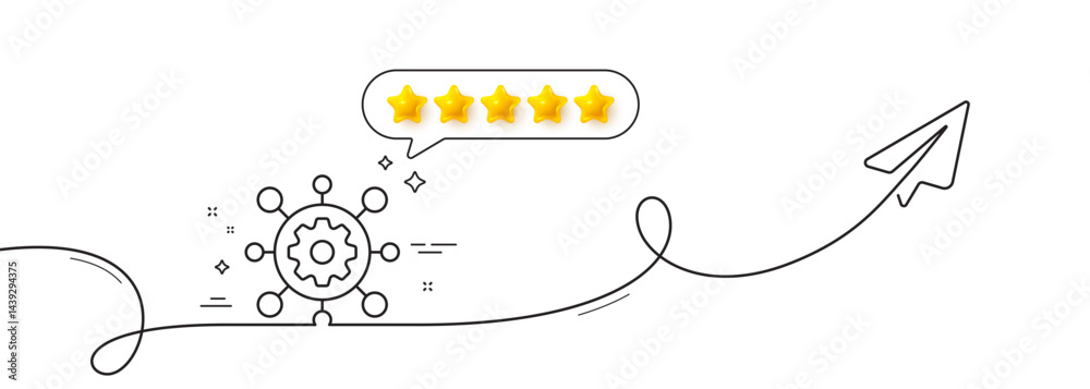 Poster framework line icon. continuous line with share plane. service maintenance sign. execute development
