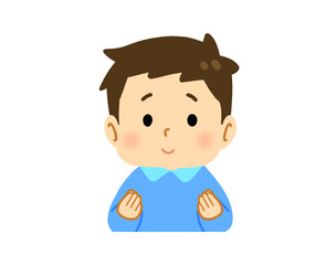 おしまいのポーズをする男の子