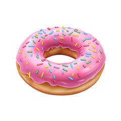 Colorful Pink Frosted Donut with Sprinkles
