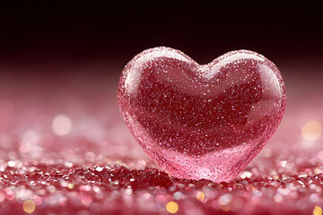 Fototapeta premium Glittering Pink Heart for Valentine's Day Romance and Love Themes