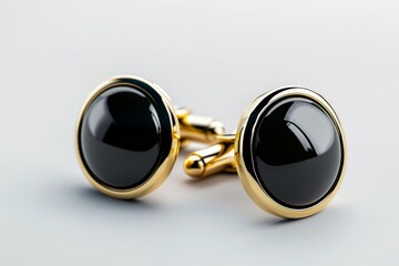 Minimalist Magnificence: Cufflinks Isolated On White Background.