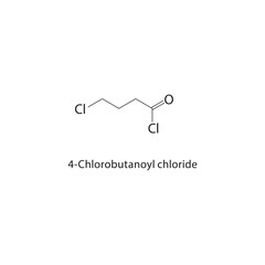 4-Chlorobutanoyl chloride skeletal structure. Chlorinated Acyl Chloride compound schematic illustration. Simple diagram, chemical formula.