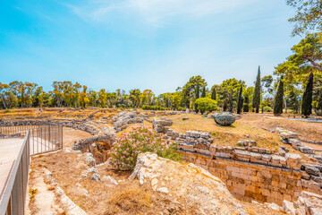 Fototapeta premium Roman amphitheater of Syracuse Sicily in the Neapolis archaeological park, Italy