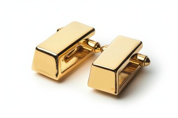 Cufflinks: The Gold Bar Edition Isolated On White Background.