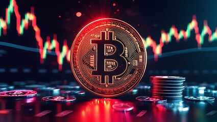 Bitcoin Logo with High-Tech Golden Circuit Connections - Cryptocurrency and Blockchain Design