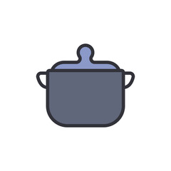 Cooking pot colored icons, minimalist vector illustration ,simple transparent graphic element .Isolated on white background