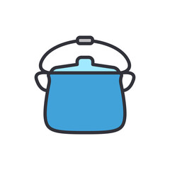 Cooking pot colored icons, minimalist vector illustration ,simple transparent graphic element .Isolated on white background