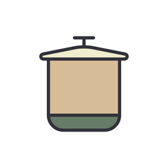 Cooking pot colored icons, minimalist vector illustration ,simple transparent graphic element .Isolated on white background