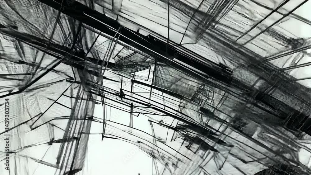 Poster abstract architectural lines and dynamic geometric patterns in motion