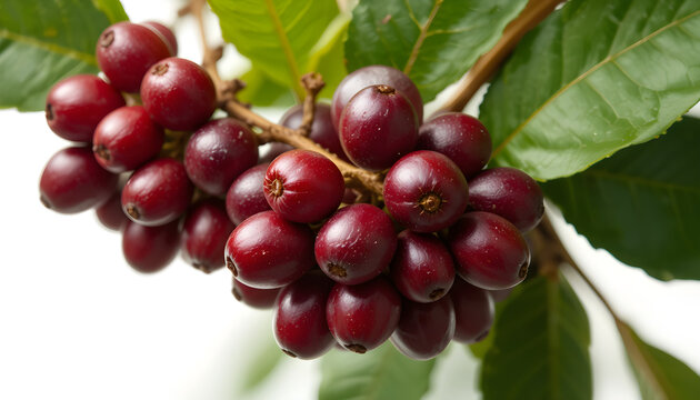 Stock image of riberry plant fruit, syzygium leuhmannii, close up view of red berries and green leaves
